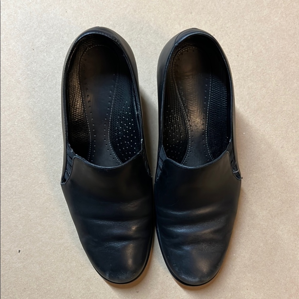 Dansko Black Leather Slip-On Loafers